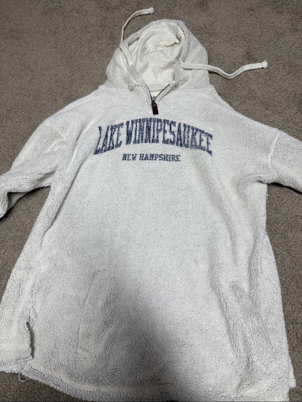 Lake Winnipesaukee Hooded Sherpa Pullover - White